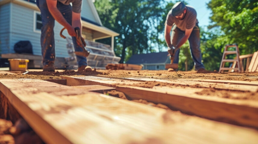 TUFF Deck Builders San Antonio team building a custom backyard deck with trusted craftsmanship and quality materials